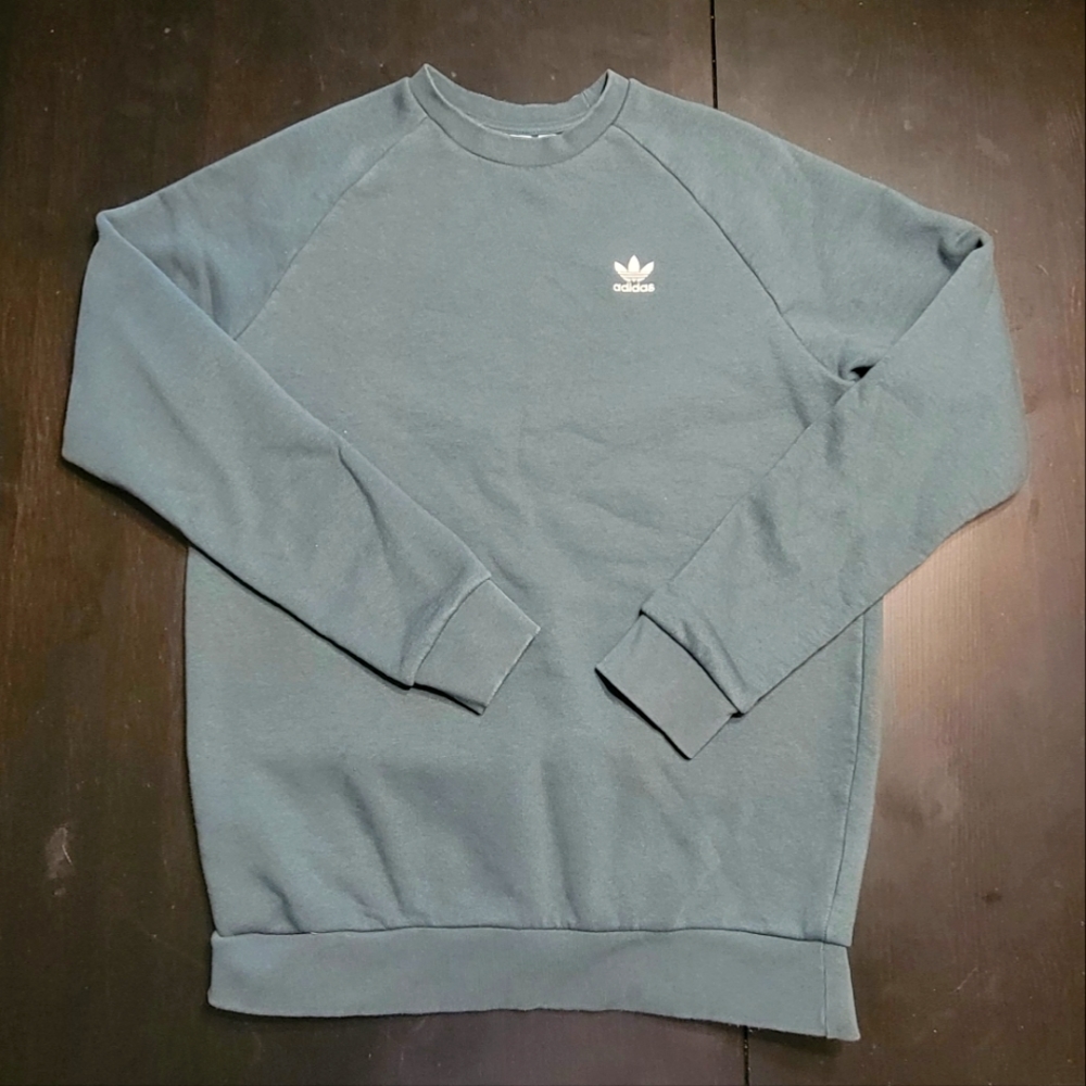 Adidas Sweatshirt Adult M Green Long Sleeve Embroidered Logo